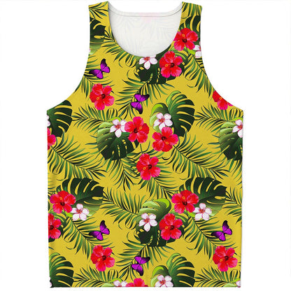 Tropical Exotic Hawaiian Pattern Print Men's Tank Top