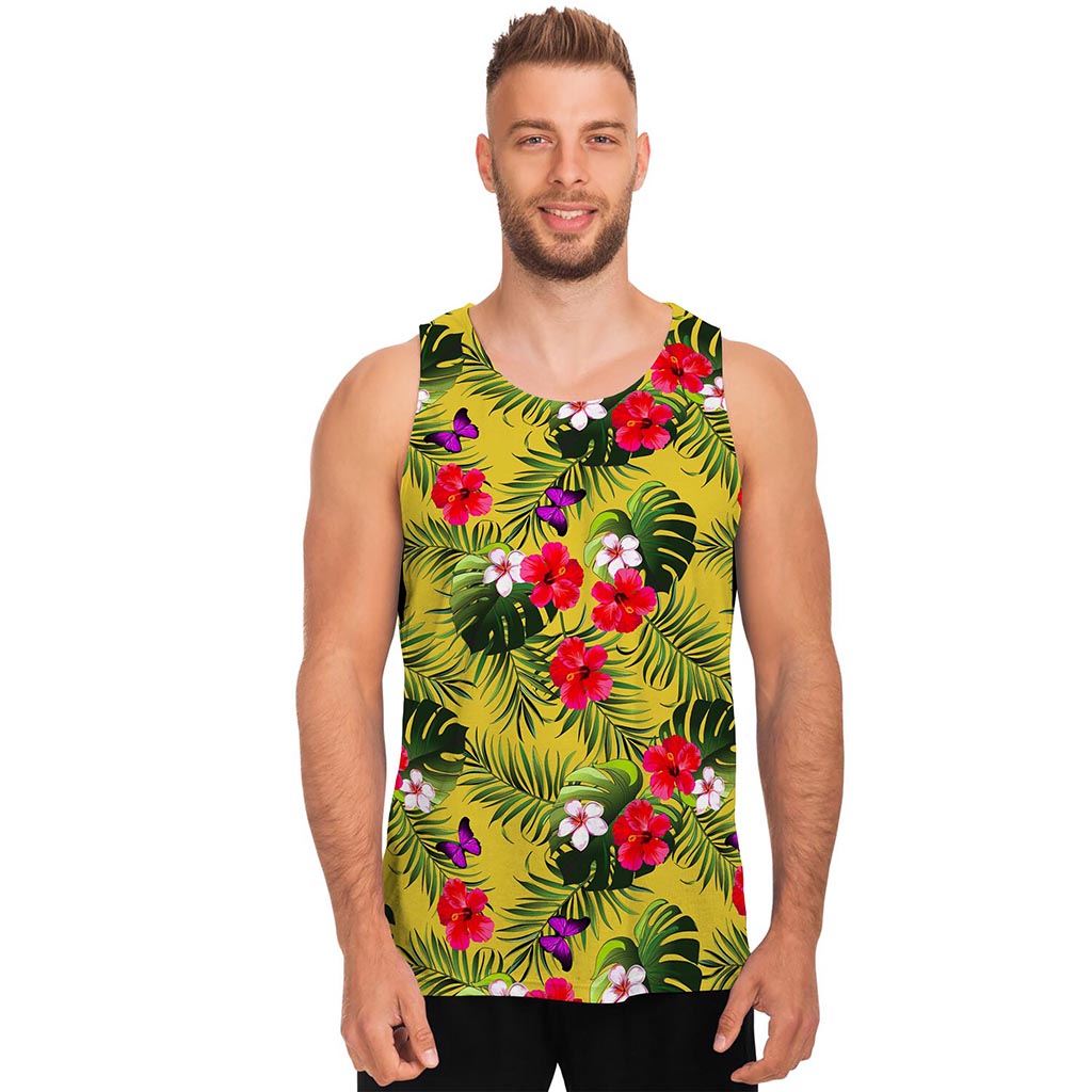 Tropical Exotic Hawaiian Pattern Print Men's Tank Top