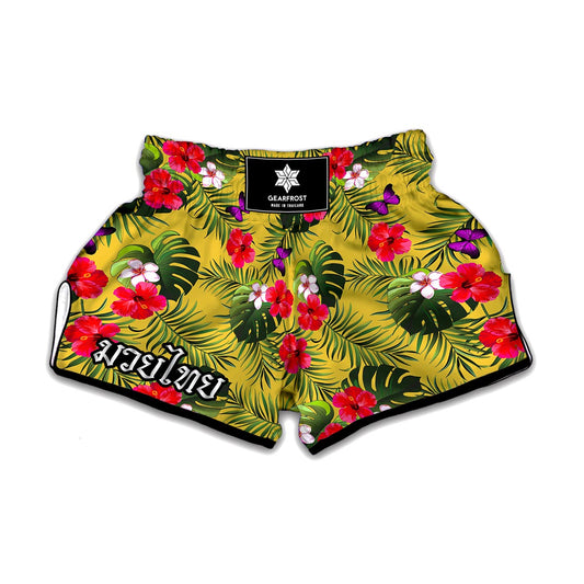 Tropical Exotic Hawaiian Pattern Print Muay Thai Boxing Shorts
