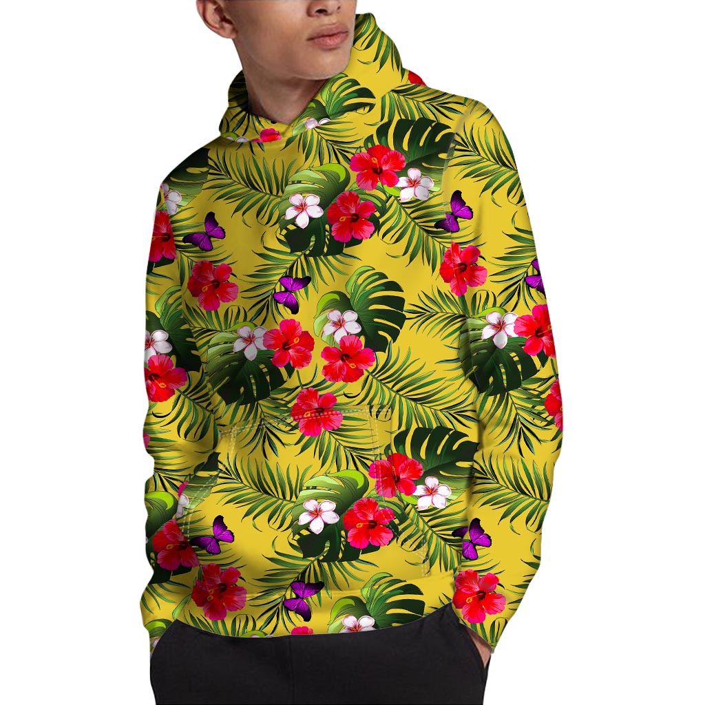 Tropical Exotic Hawaiian Pattern Print Pullover Hoodie
