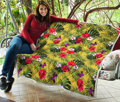 Tropical Exotic Hawaiian Pattern Print Quilt