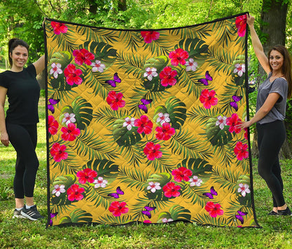 Tropical Exotic Hawaiian Pattern Print Quilt