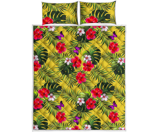 Tropical Exotic Hawaiian Pattern Print Quilt Bed Set