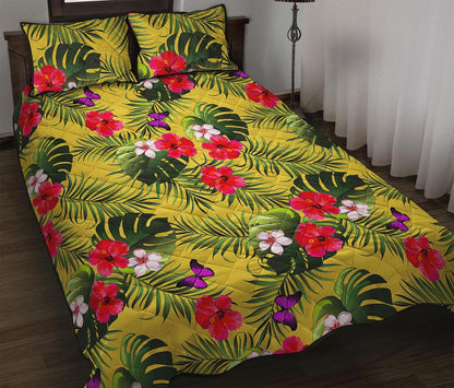 Tropical Exotic Hawaiian Pattern Print Quilt Bed Set