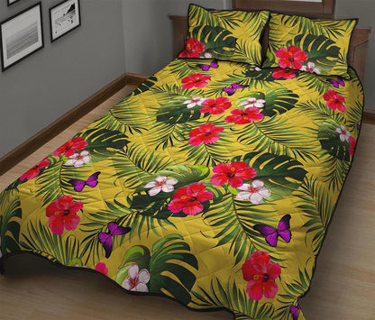 Tropical Exotic Hawaiian Pattern Print Quilt Bed Set
