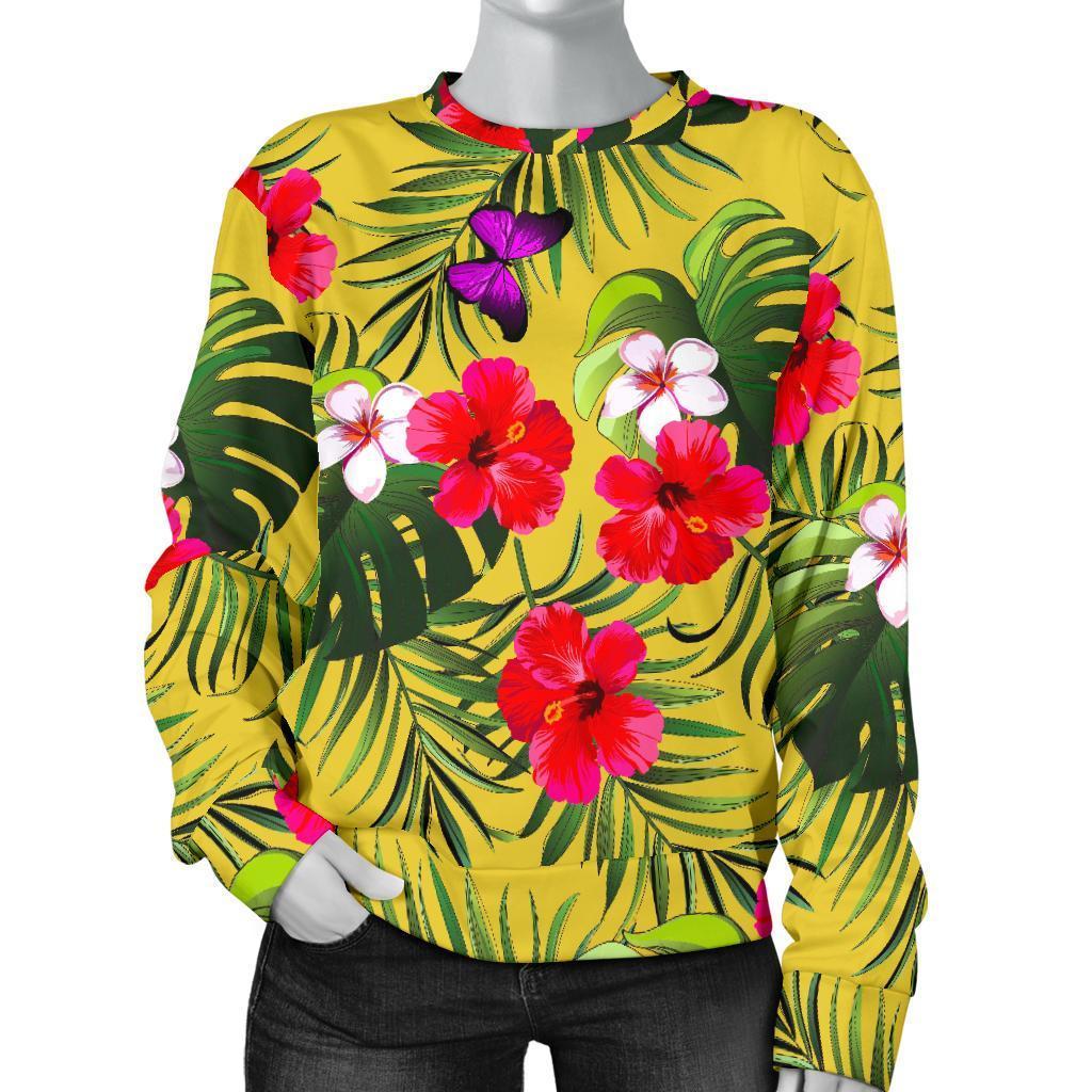 Tropical Exotic Hawaiian Pattern Print Women's Crewneck Sweatshirt GearFrost