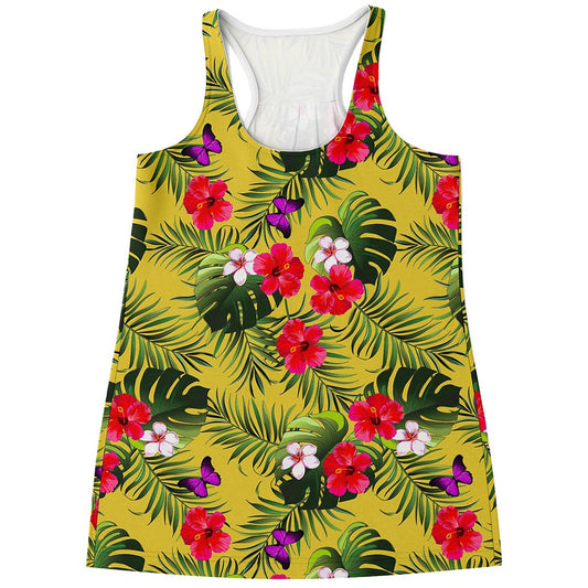 Tropical Exotic Hawaiian Pattern Print Women's Racerback Tank Top