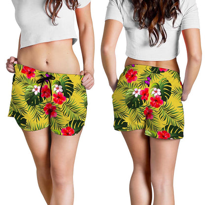 Tropical Exotic Hawaiian Pattern Print Women's Shorts
