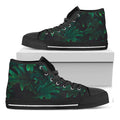 Tropical Fern Leaf Print Black High Top Sneakers