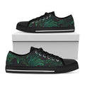 Tropical Fern Leaf Print Black Low Top Sneakers