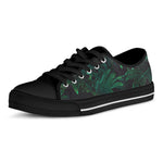Tropical Fern Leaf Print Black Low Top Shoes