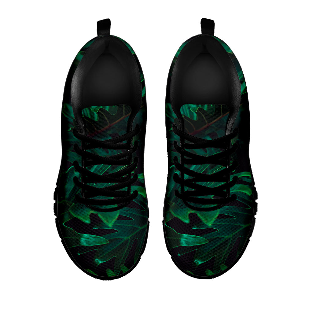 Tropical Fern Leaf Print Black Sneakers