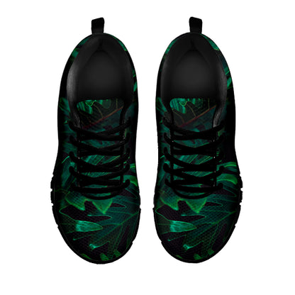 Tropical Fern Leaf Print Black Sneakers