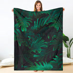 Tropical Fern Leaf Print Blanket