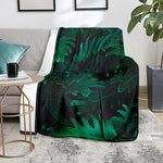 Tropical Fern Leaf Print Blanket