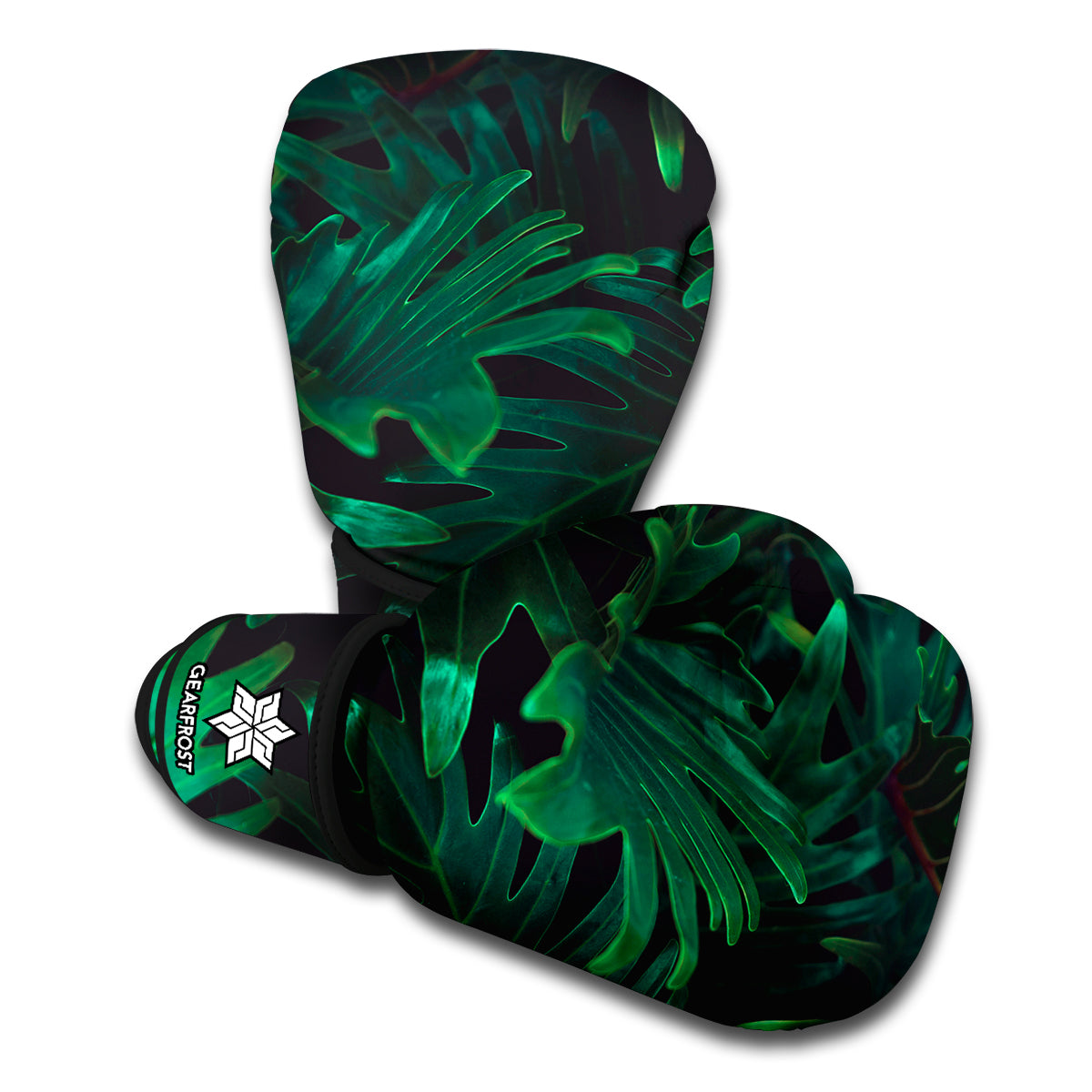 Tropical Fern Leaf Print Boxing Gloves