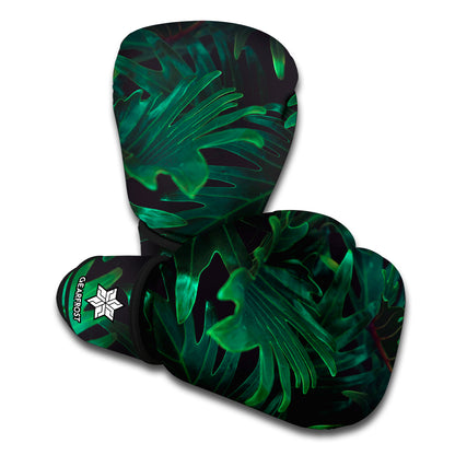Tropical Fern Leaf Print Boxing Gloves
