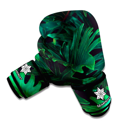 Tropical Fern Leaf Print Boxing Gloves