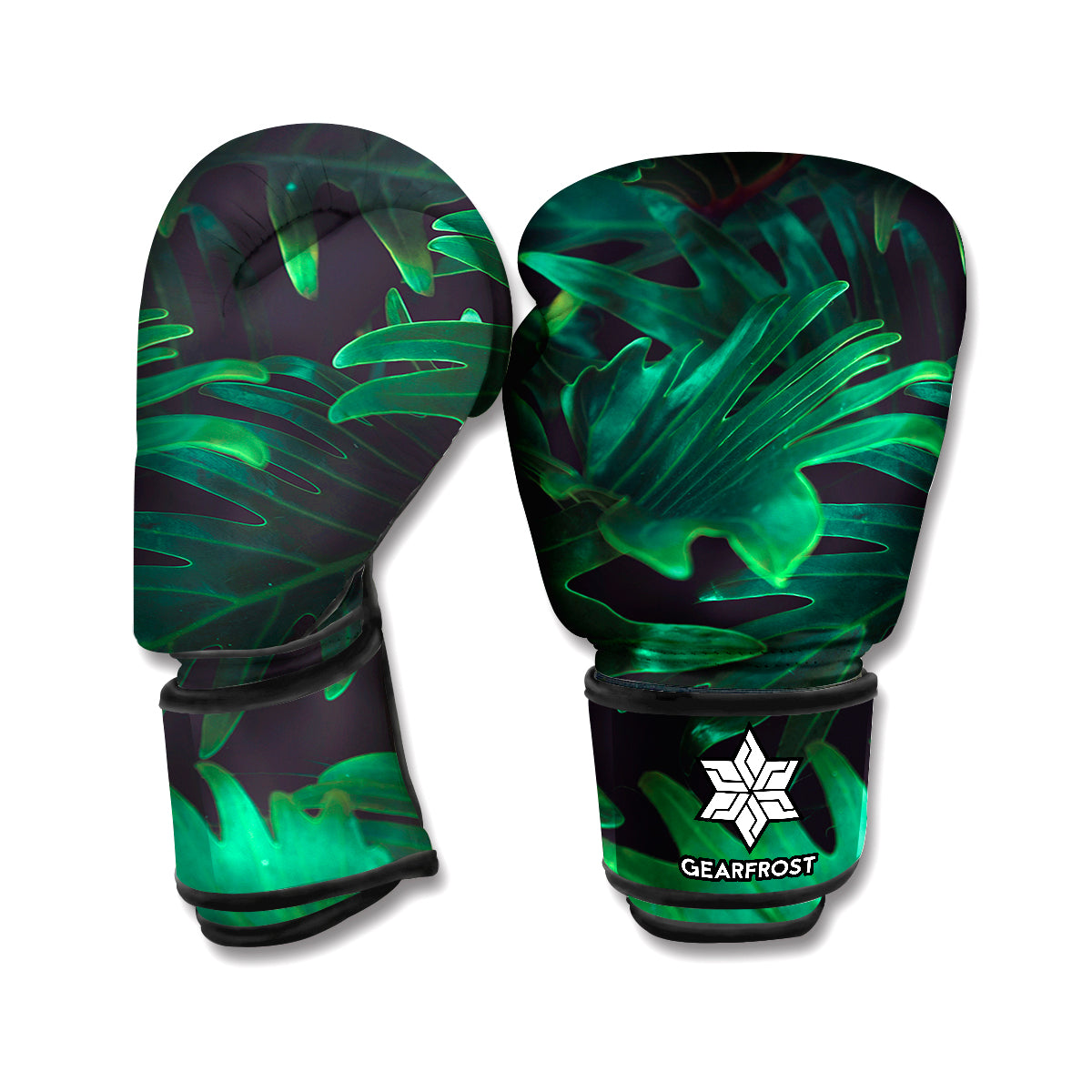 Tropical Fern Leaf Print Boxing Gloves