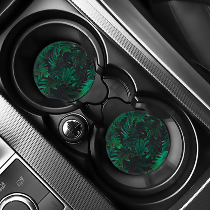 Tropical Fern Leaf Print Car Coasters