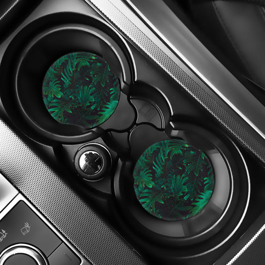 Tropical Fern Leaf Print Car Coasters