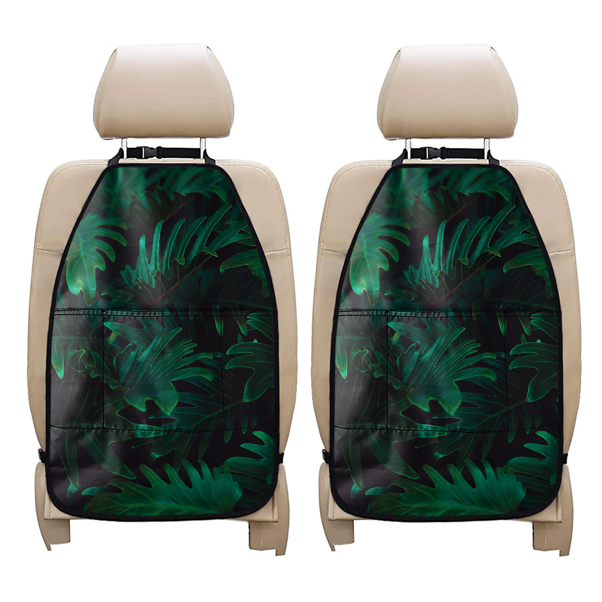 Tropical Fern Leaf Print Car Seat Organizers