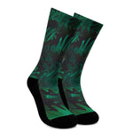 Tropical Fern Leaf Print Crew Socks