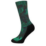 Tropical Fern Leaf Print Crew Socks
