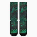 Tropical Fern Leaf Print Crew Socks