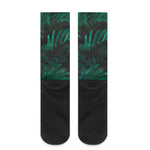 Tropical Fern Leaf Print Crew Socks