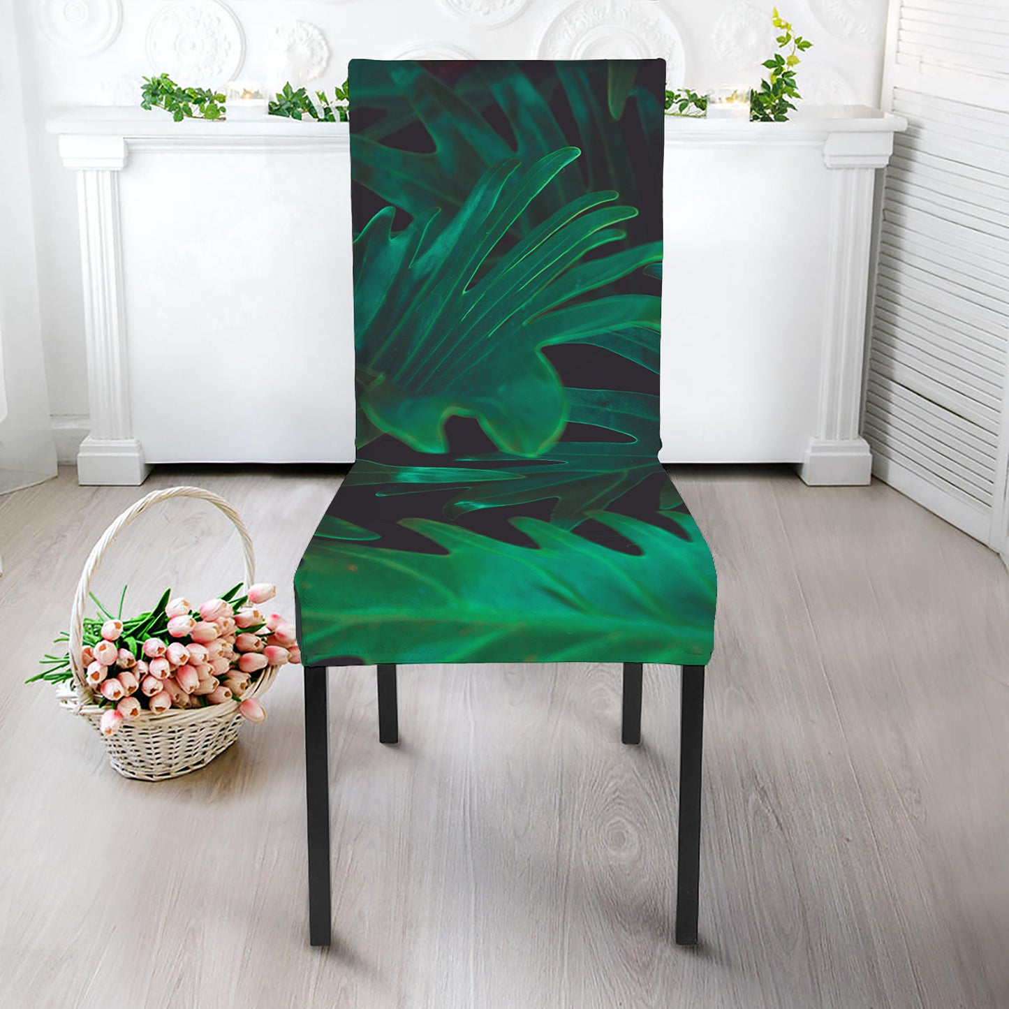 Tropical Fern Leaf Print Dining Chair Slipcover