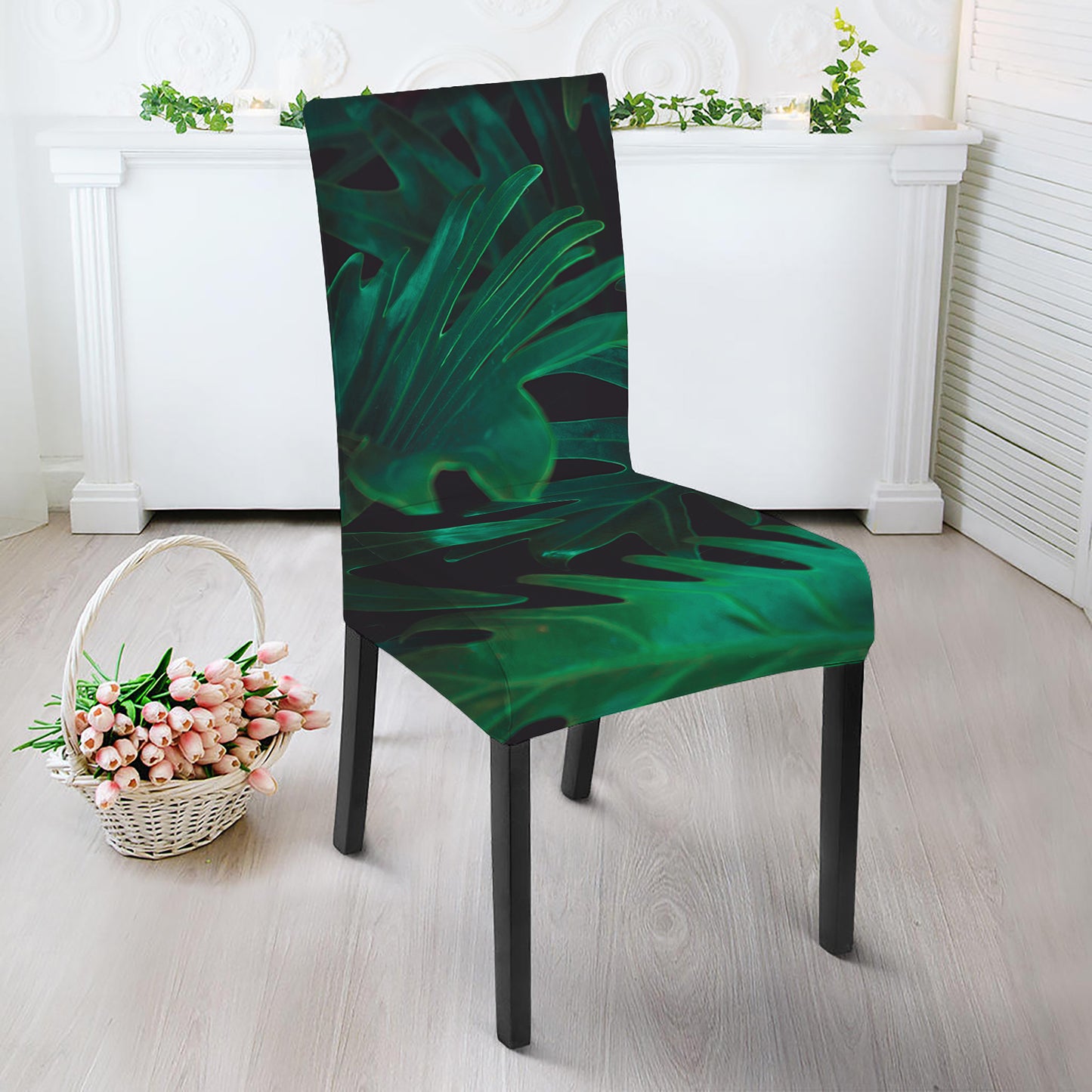 Tropical Fern Leaf Print Dining Chair Slipcover