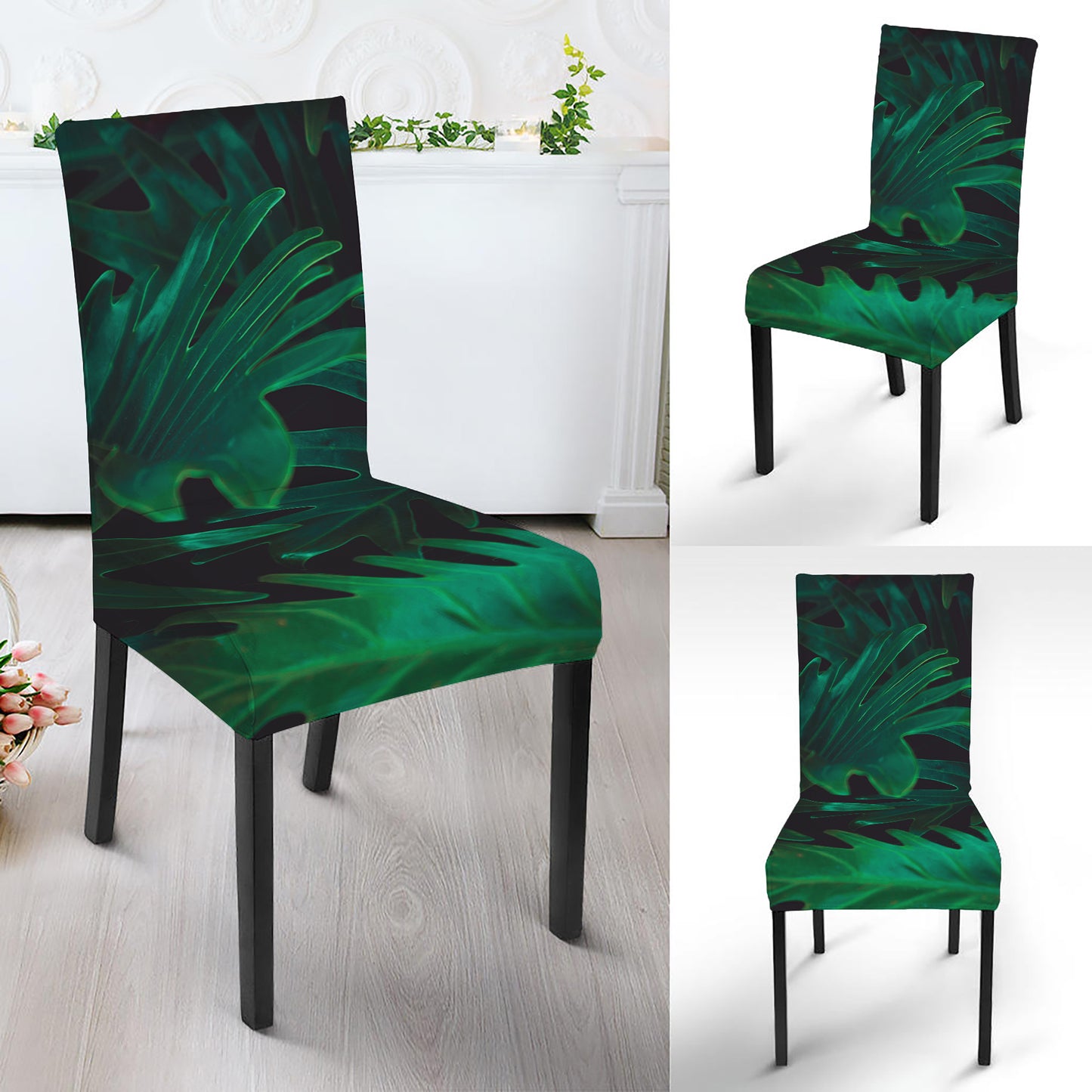Tropical Fern Leaf Print Dining Chair Slipcover