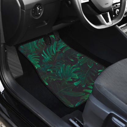 Tropical Fern Leaf Print Front and Back Car Floor Mats