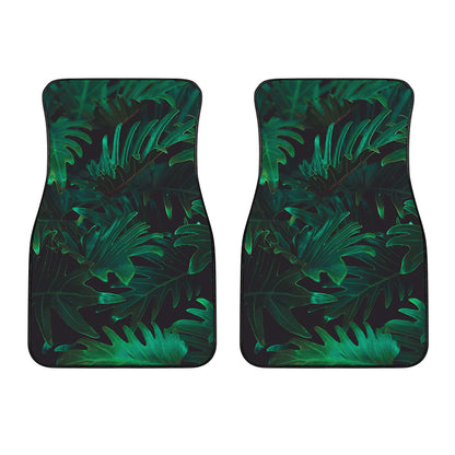 Tropical Fern Leaf Print Front Car Floor Mats