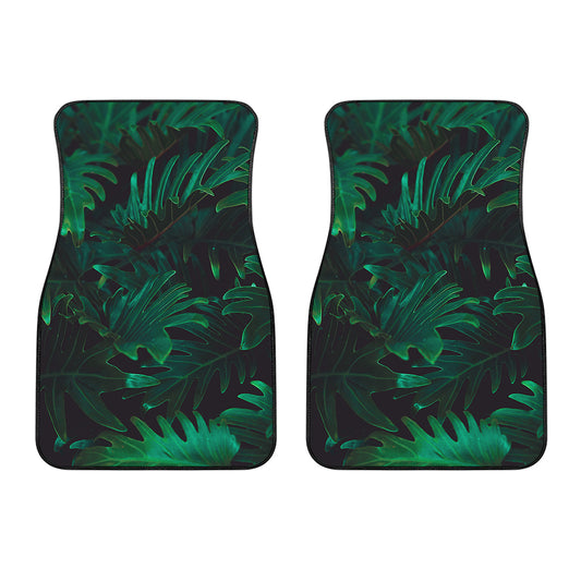 Tropical Fern Leaf Print Front Car Floor Mats