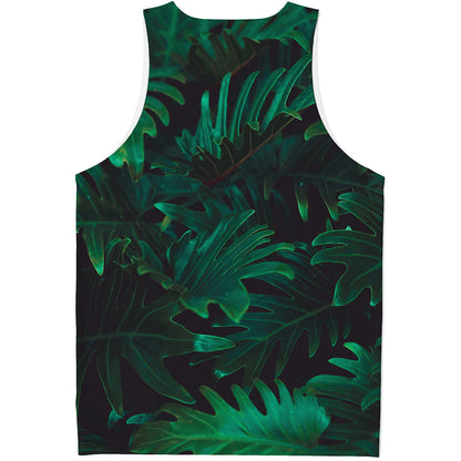 Tropical Fern Leaf Print Men's Tank Top