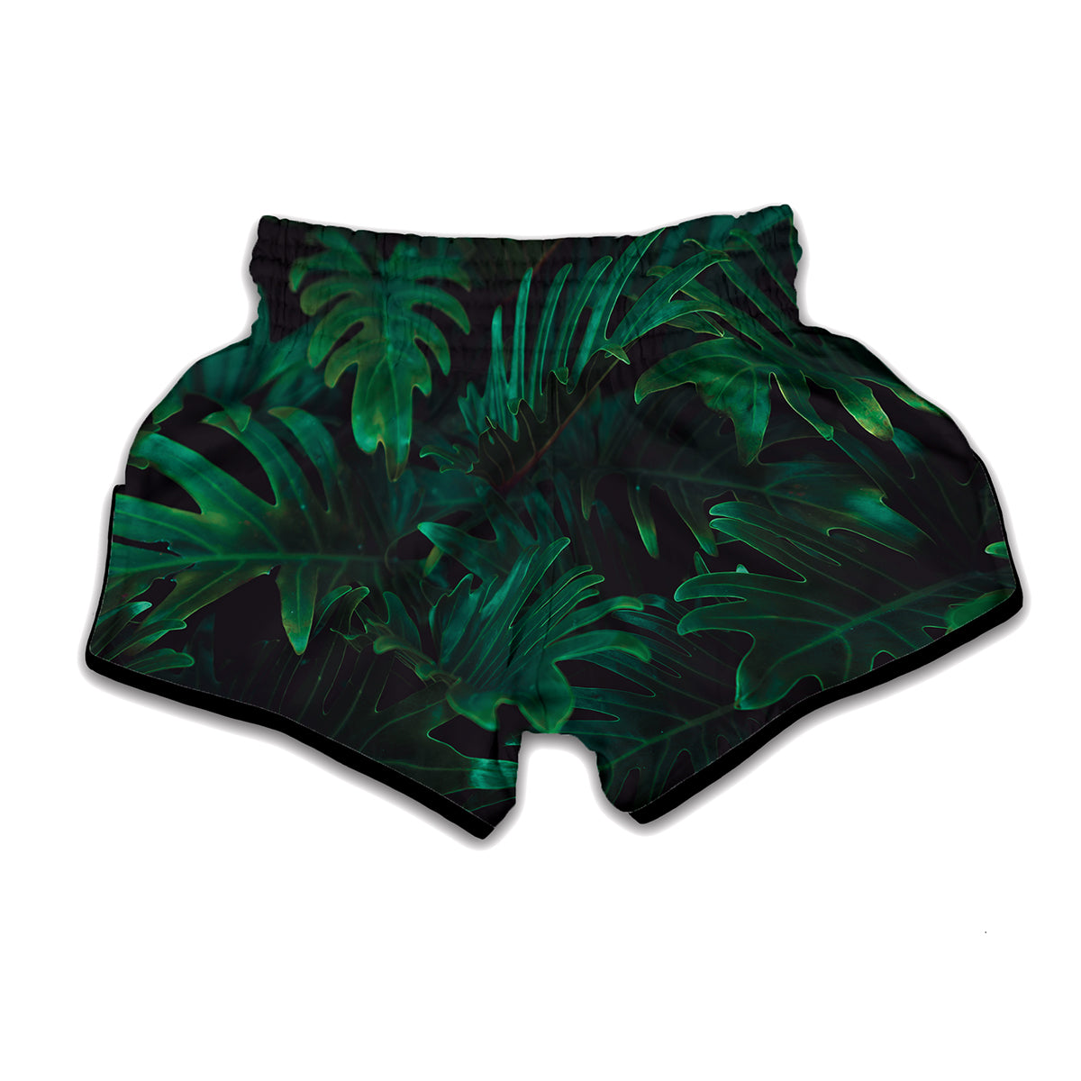 Tropical Fern Leaf Print Muay Thai Boxing Shorts