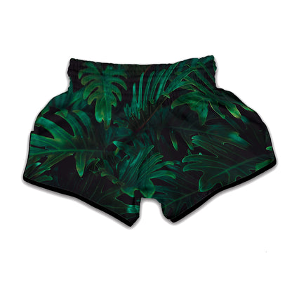 Tropical Fern Leaf Print Muay Thai Boxing Shorts