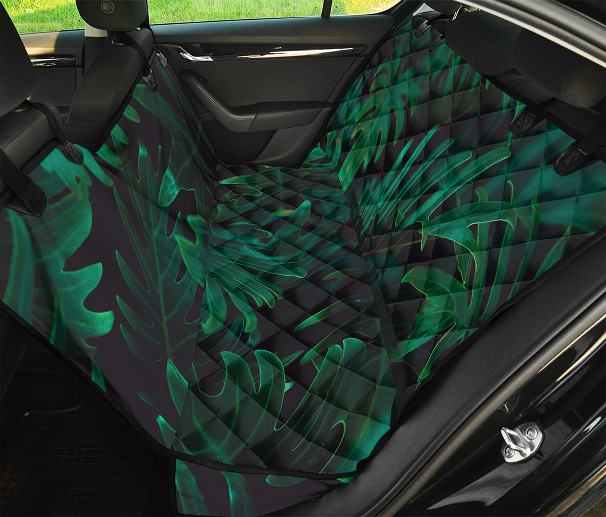 Tropical Fern Leaf Print Pet Car Back Seat Cover