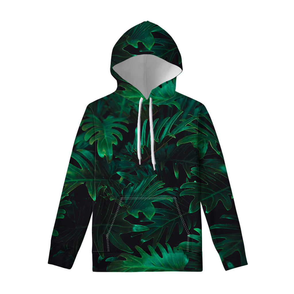 Tropical Fern Leaf Print Pullover Hoodie