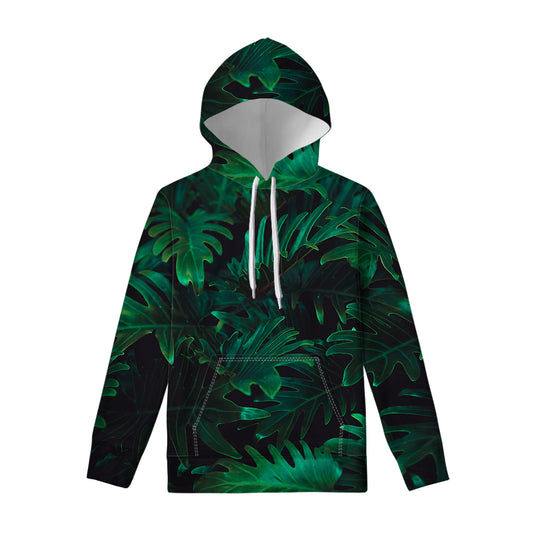 Tropical Fern Leaf Print Pullover Hoodie