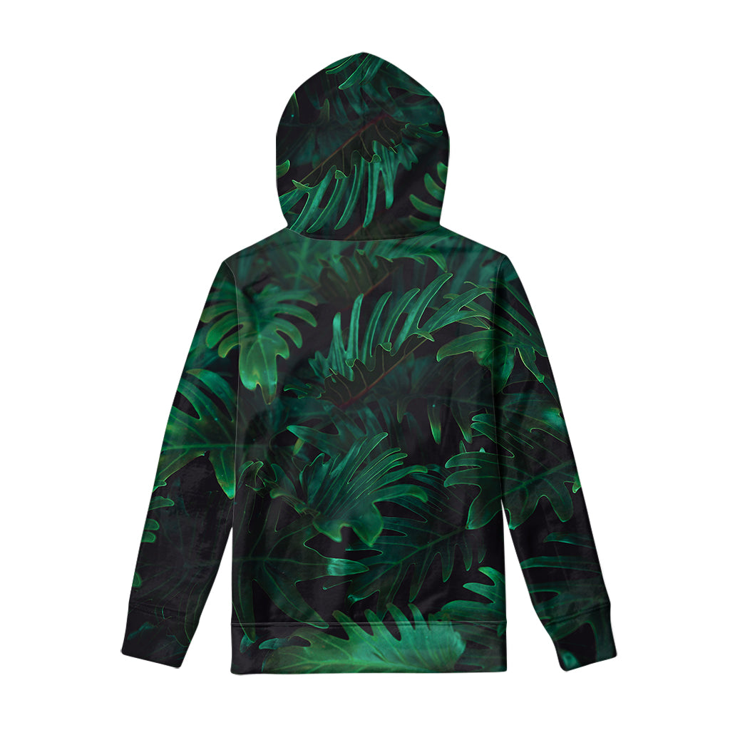 Tropical Fern Leaf Print Pullover Hoodie