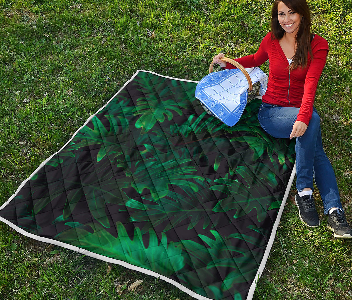 Tropical Fern Leaf Print Quilt