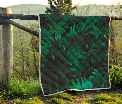Tropical Fern Leaf Print Quilt