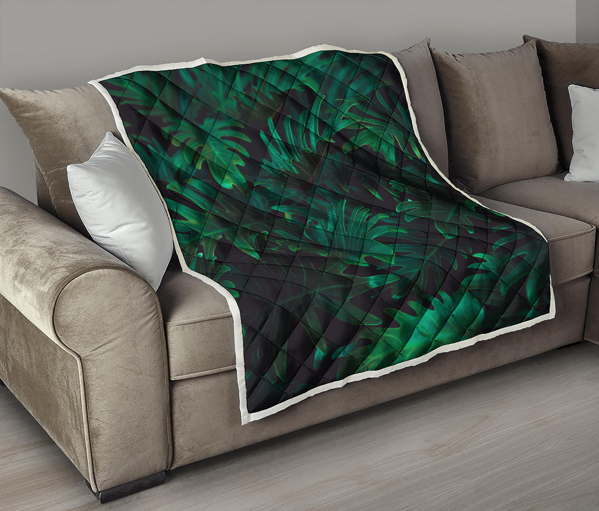 Tropical Fern Leaf Print Quilt