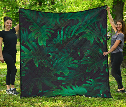 Tropical Fern Leaf Print Quilt