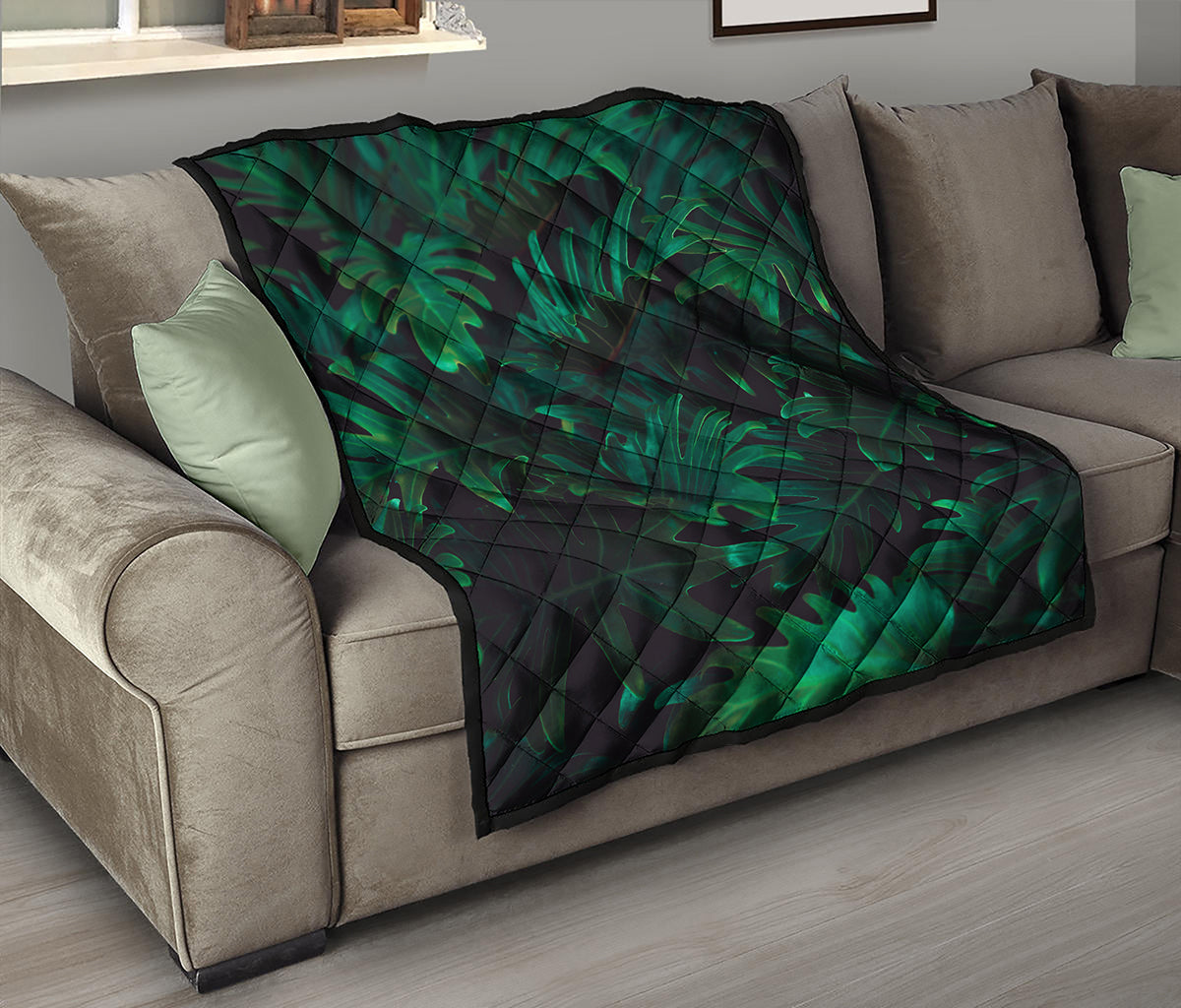 Tropical Fern Leaf Print Quilt