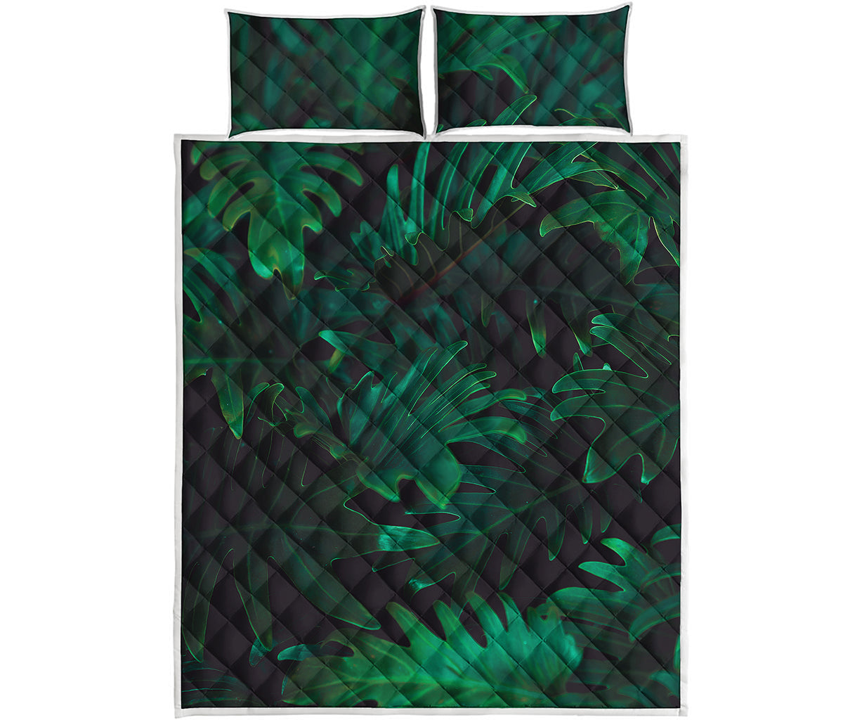 Tropical Fern Leaf Print Quilt Bed Set