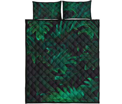 Tropical Fern Leaf Print Quilt Bed Set